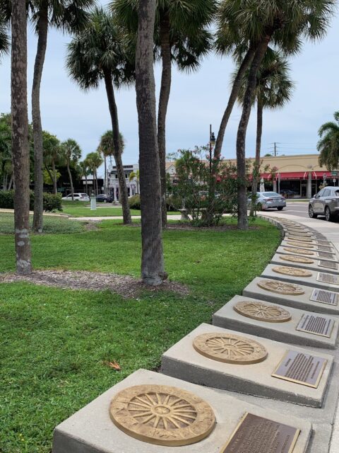 St Armand's Circle with its row of circus hall of fame stories that visitors can walk around.
