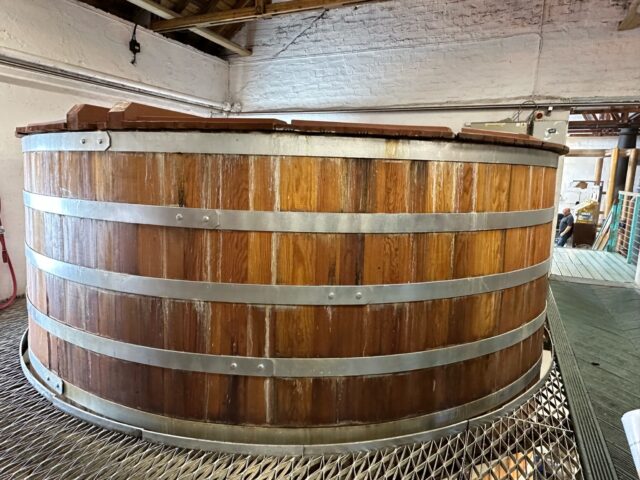 Traditional wooden whisky mush tun Islay Scotland